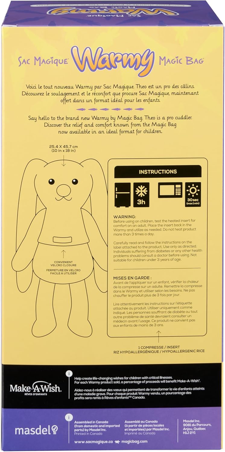 魔法袋 Warmy Theo the Bunny 冷熱敷袋，屢獲殊榮的舒適治療伴侶，天然可堆肥，可擁抱療法，加拿大衛生部註冊，多功能健康伴侶