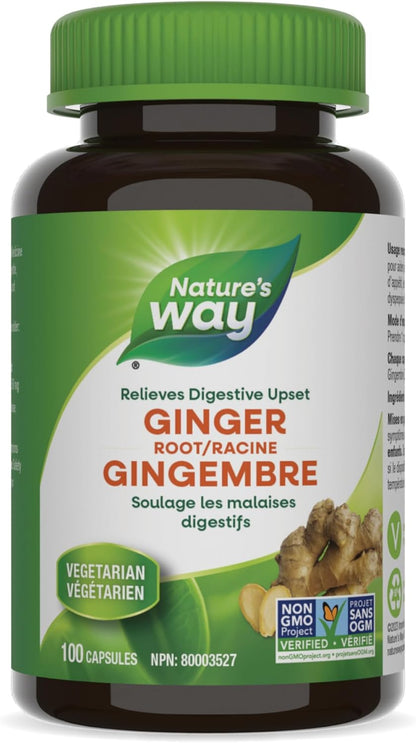 Nature's Way Ginger Root – Traditional Digestive Support Supplement – Helps Relieve Digestive Upset – Gluten Free, Vegetarian, Non-GMO – 100 Capsules