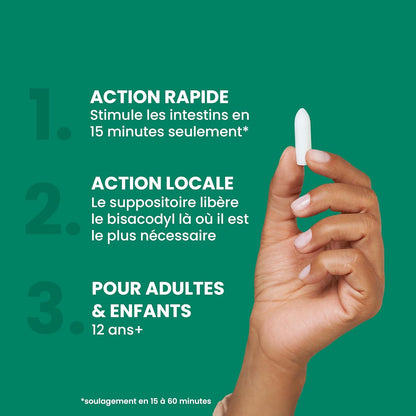 Dulcolax 比沙可啶泻药栓，10 毫克泻药，用于缓解偶发性便秘，15-60 分钟内起效，适用于成人和 12 岁以上儿童以及哺乳期妇女，缓解便秘，3 粒装