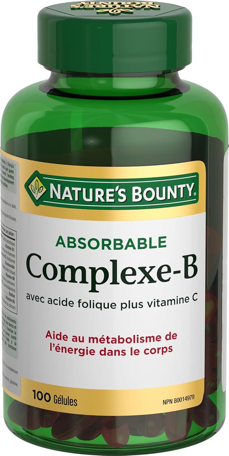 Nature's Bounty B 族复合物，含叶酸和维生素 C，有助于碳水化合物代谢，180 粒软胶囊