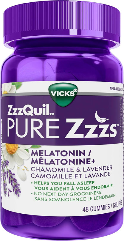 Vicks ZzzQuil PURE Zzzs 褪黑素助眠軟糖，48 粒