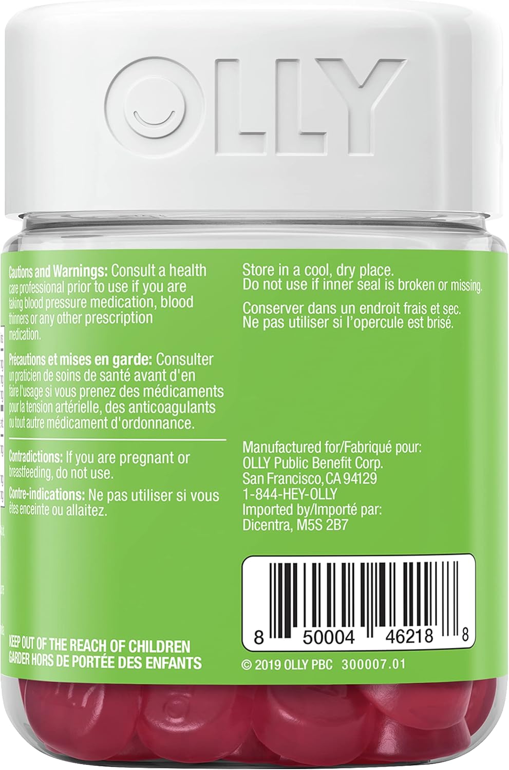 OLLY 每日能量軟糖補充劑 100% 無咖啡因能量維生素 熱帶激情混合維生素 B12、輔酶 Q10 和枸杞 30 天供應量 60 粒軟糖