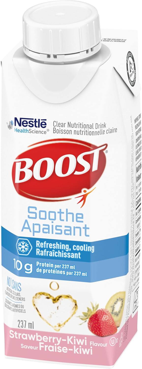 Boost Soothe，清澈且热量密集的营养饮料，含乳清分离蛋白，草莓奇异果口味，237 毫升，24 支