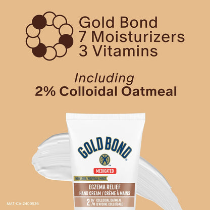 Gold Bond Medicated Eczema Relief Hand Cream, 85ml Tube, Steroid Free Moisturizing Hand Cream With 2% Colloidal Oatmeal to Relieve Rashes, Itching and Irritation Associated With Eczema