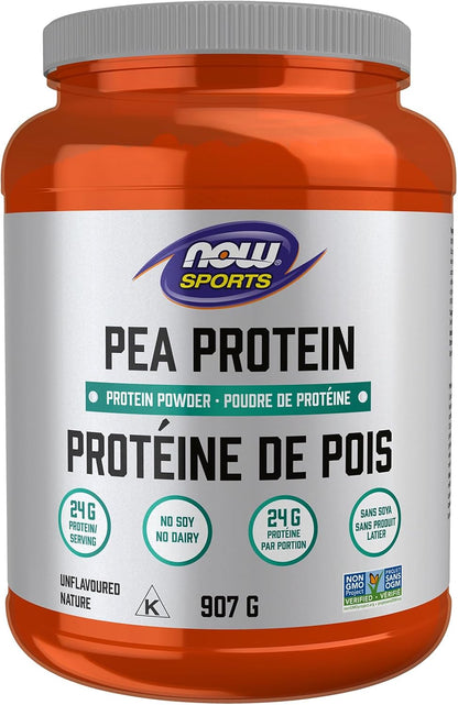 NOW Sports，豌豆蛋白 24 克，快速吸收，植物基，原味，907 克