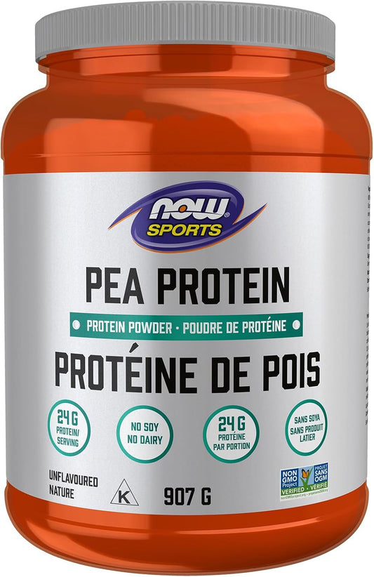 NOW Sports, Pea Protein 24 g, Fast Absorbing, Plant Based, Unflavoured Flavoured, 907g