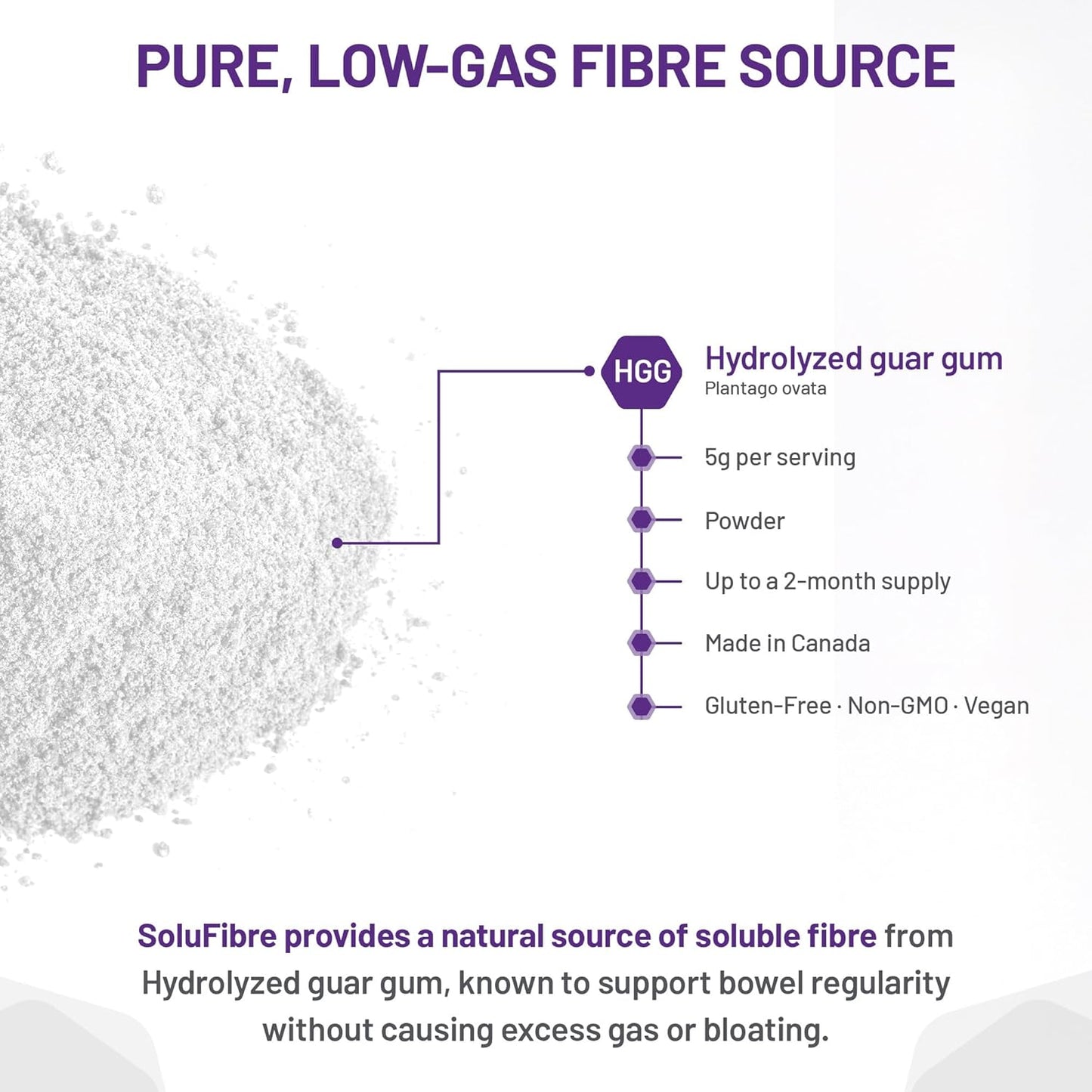 AOR - SoluFibre 粉，300 克，60 份 - 部分水解瓜尔胶 Sunfiber，促进消化舒适和规律 - 纯素、非转基因和无麸质 - 温和的益生元纤维补充剂 - 可溶性纤维