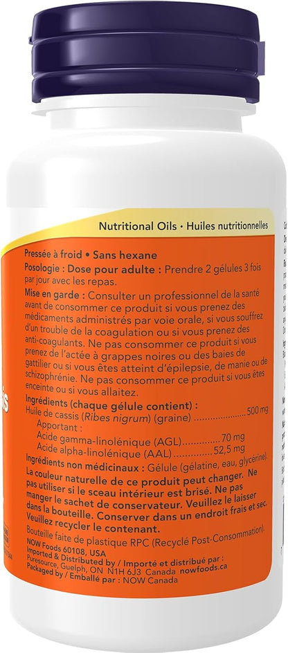 NOW Supplements, Black Currant Oil 500 mg with 70mg of GLA (Gamma-Linolenic Acid), 100 Softgels