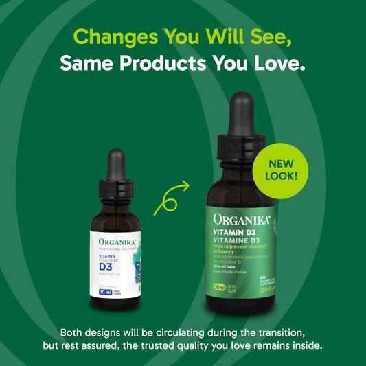 Organika 加拿大制造维生素 D3 液体 2500IU - 橄榄油基底，免疫系统支持 - 30ml
