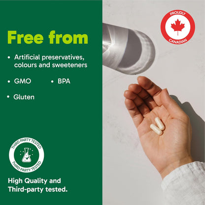 Organika 加拿大製造的舒緩心靈膠囊 - 含甘氨酸鎂、L-茶氨酸、GABA、肌醇 - 促進放鬆和鎮靜，不引起困倦 - 120 粒膠囊