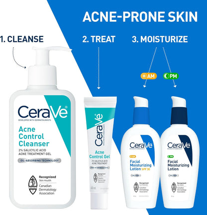 CeraVe Acne Face Wash, 2% Salicylic Acid Cleanser with Purifying Clay & Niacinamide for Oily Skin and Blackheads, Fragrance-Free, Paraben-Free & Non-Comedogenic, 473 mL