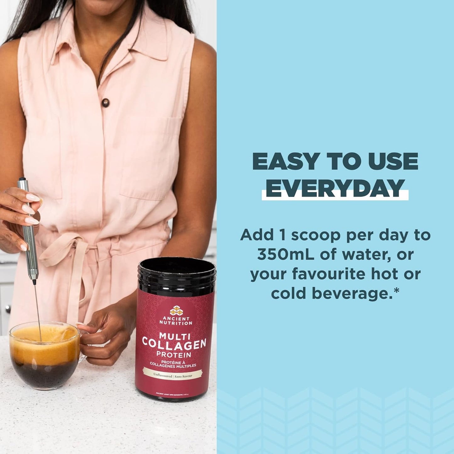 Ancient Nutrition 多胶原蛋白粉 - 无味，由 Josh Axe 博士配制，4 种来源，5 种胶原蛋白，235 克