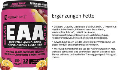 Nutraphase Clean EAA, All Natural, Vegan Friendly, Gluten Free, Amazing Taste, Fruit Punch, 30 Servings, 450 g (Pack of 1)