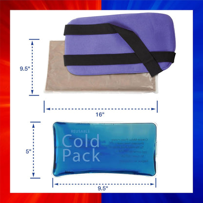 Carex ThermiPaq 可重复使用微波炉加热垫冰袋组合套装，适用于受伤，凝胶冰袋 - 肩部、肘部、脚踝、背部和膝盖冰袋，加大号，9.5 英寸 x 16 英寸