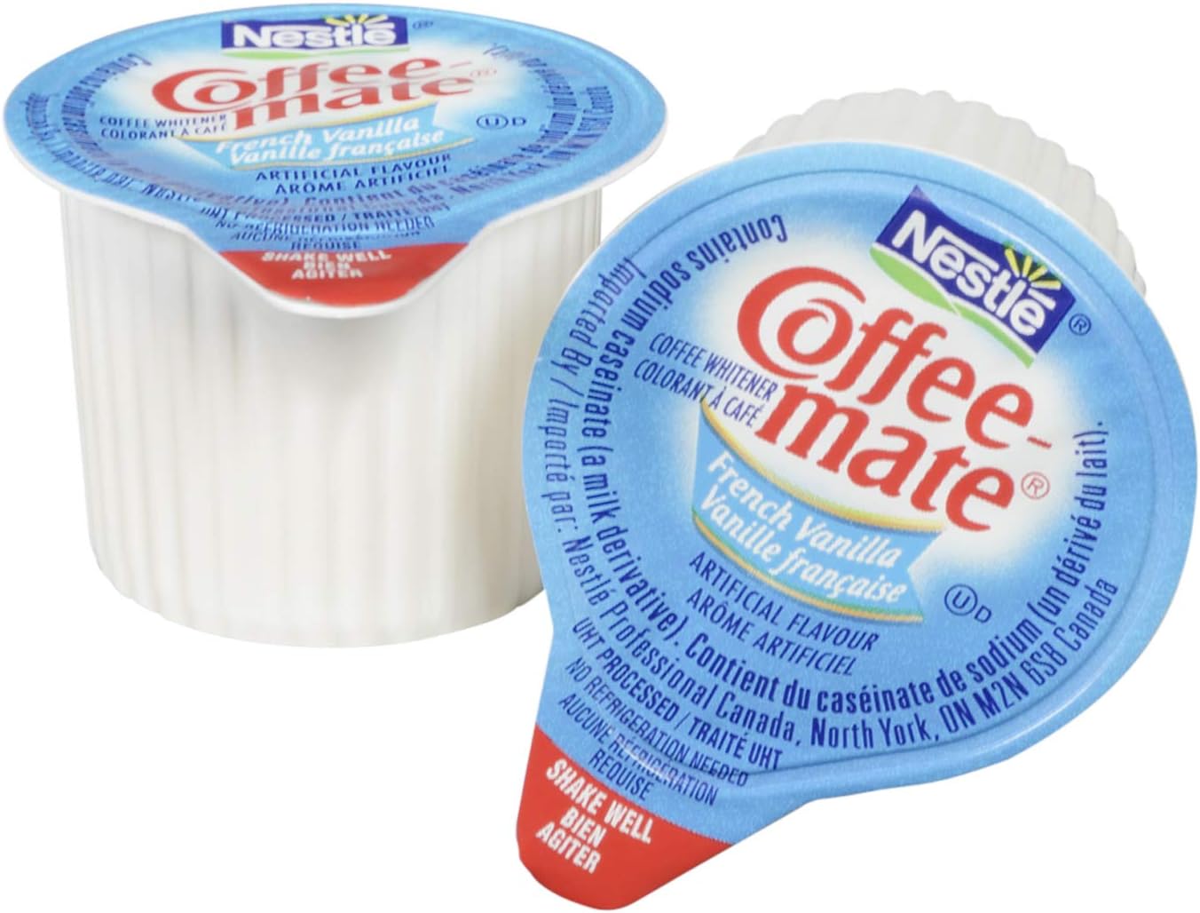 Coffee Mate 咖啡增白剂，原味液体单支装，11 毫升（180 支装）和液体咖啡奶精，不含乳糖，法国香草味，单份装，无需冷藏，180 支装 x 11 毫升