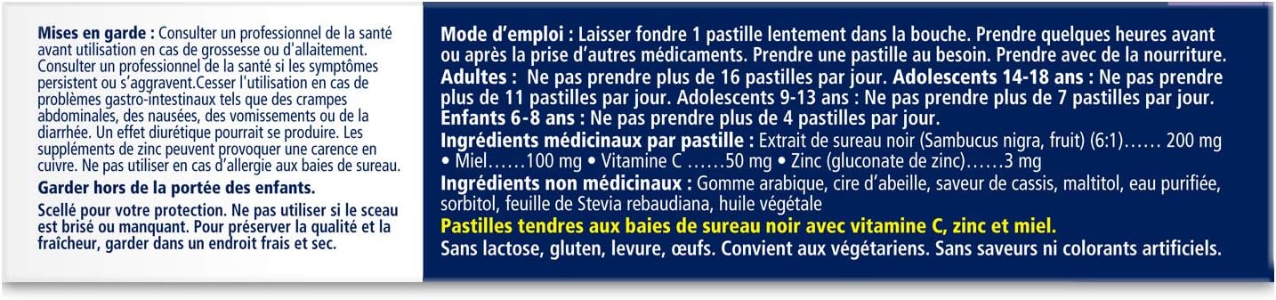 Sambucol Black Elderberry Pastilles | Quickly Soothes Sore, Dry & Scratchy Throat Symptoms | Immune Support & Antioxidant | Ideal for Ages 6+ | Gluten & Nut Free | 20 Soft & Chewy Pastilles, blue