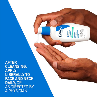 CeraVe Oil Control Moisturizing Gel-Cream for Oily & Combination Skin, 48H Hydration & 8H Shine Control, Non-Greasy, Matte Finish with Ceramides, Hyaluronic Acid & Niacinamide, Fragrance-Free, 89mL