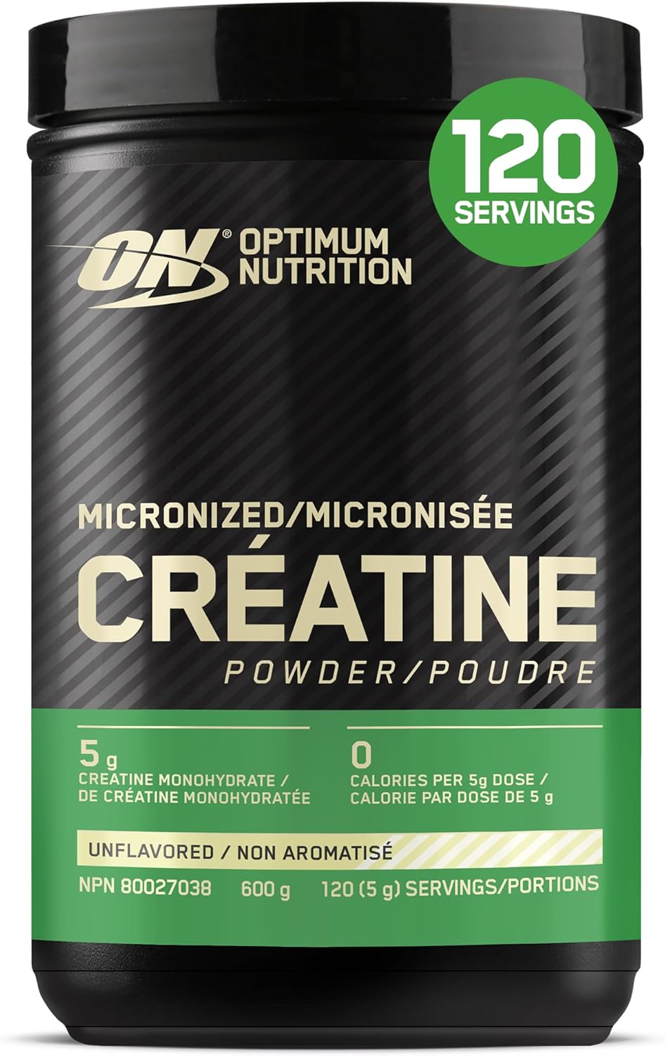 Optimum Nutrition 100% 純肌酸一水合物微粉，無味，600 克 - 120 份（包裝可能有所不同）