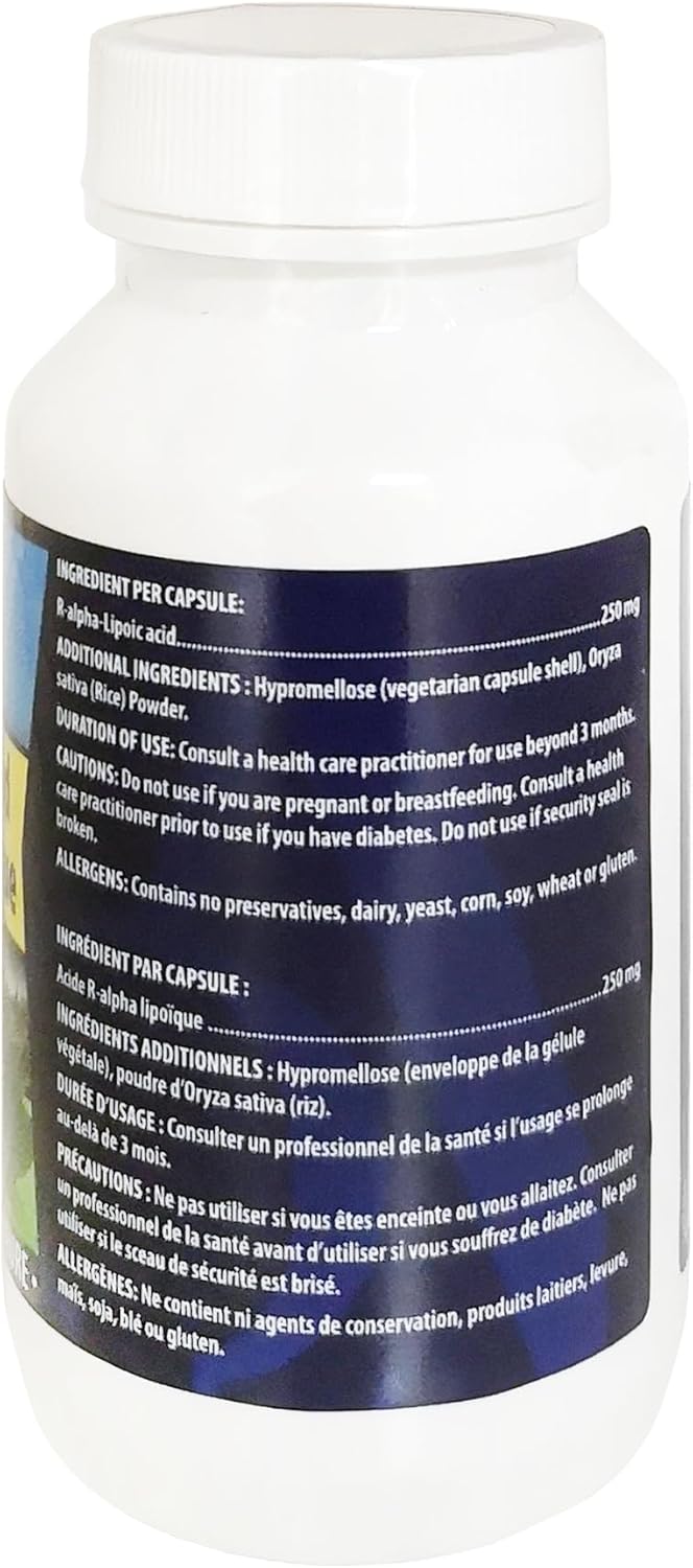 R-Alpha Lipoic Acid (ALA) Supplement, Blood Support & Antioxidant, Promotes Healthy Glucose Metabolism and Energy Production, Blood Sugar Control Supplement, Helps Nerve Pain Relief, Unflavored, 60cap