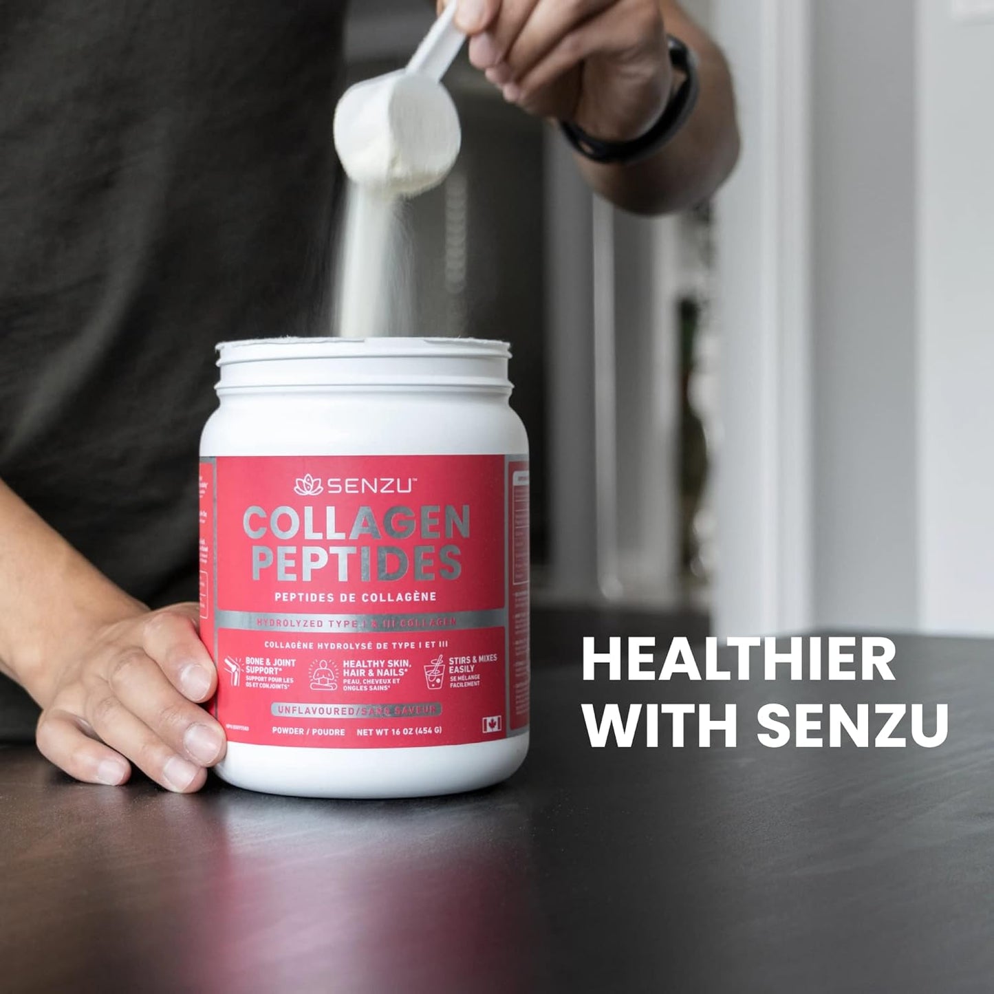 優質即溶膠原蛋白肽蛋白粉，有益於頭髮、皮膚、指甲和關節健康 - 水解，吸收更佳 | 加拿大製造，草飼、生酮、猶太潔食和清真認證 - 非基因改造、無麩質（454克/…