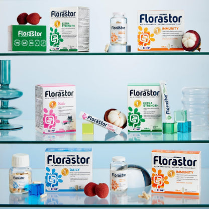 Florastor - 布拉氏酵母菌 CNCM I-745 - 每日多效合一益生菌 - 腸道健康和消化支持 - 支持免疫系統 - 全球同類益生菌第一名 - 成人及家庭適用 50 粒膠囊