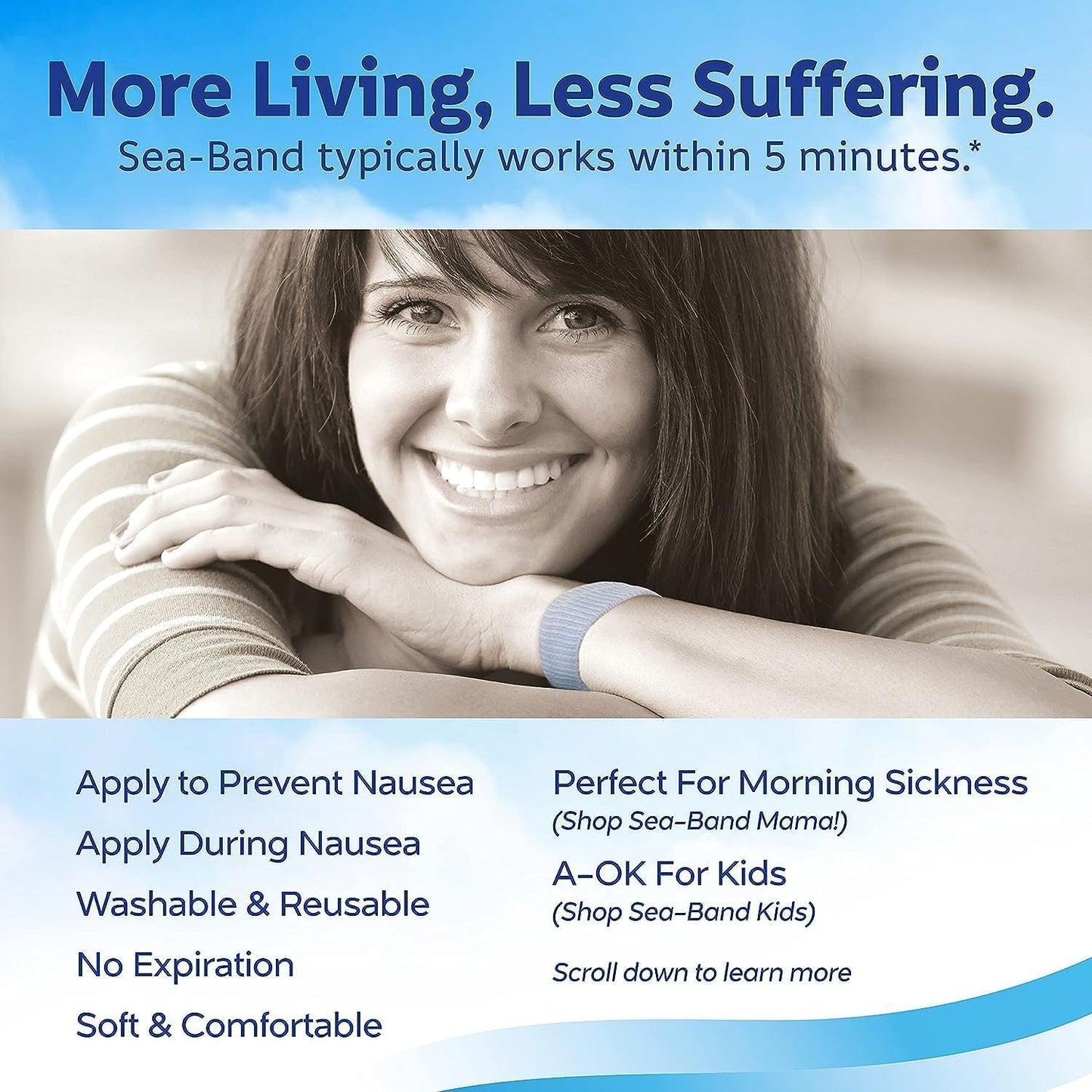 Health Life Sea-Band Mama 腕帶，緩解噁心，1 對