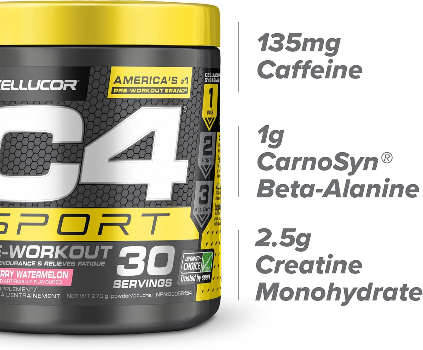Cellucor BCAA Sport 运动后粉 + C4 Sport 运动前粉套装（草莓西瓜和西瓜）