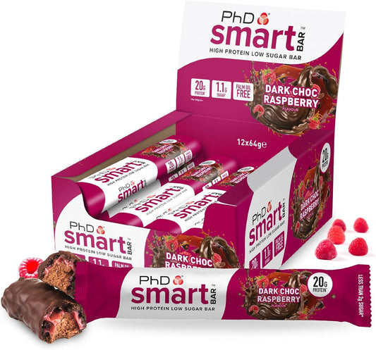 PhD Performance Nutrition Smart Bar, Dark Choc Raspberry, 12 count