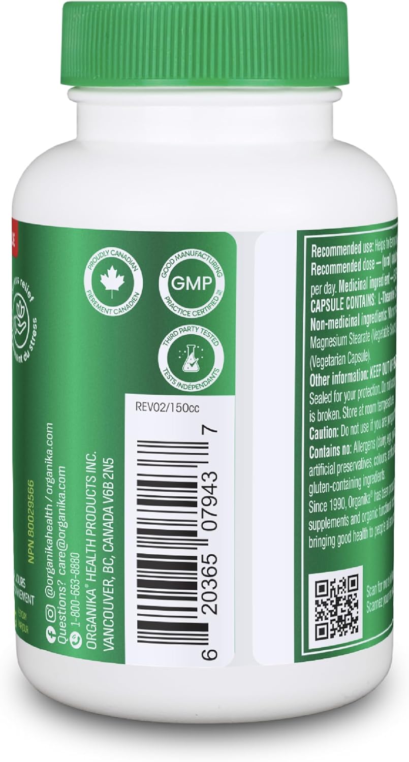 Organika 加拿大製造 L-茶氨酸，加量裝 225 毫克 - 促進放鬆，不瞌睡，緩解壓力，純天然來源，快速起效 - 110 粒膠囊
