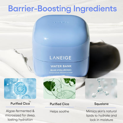 LANEIGE Water Bank Blue Hyaluronic Intensive Moisturizer: Hydrating Face Cream for Extra Dry Skin with Squalane & Peptide for Skin Barrier Support, Dermatologist-Tested