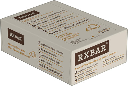 RXBAR Vanilla Almond Protein Bar 12 x 52 g & Protein Bar Coconut Chocolate 12x52g (Pack of 12)