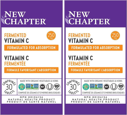 New Chapter 维生素 C + 接骨木果，含发酵维生素 C/全食物草本 + 胶原蛋白保护，30 片（1 包）