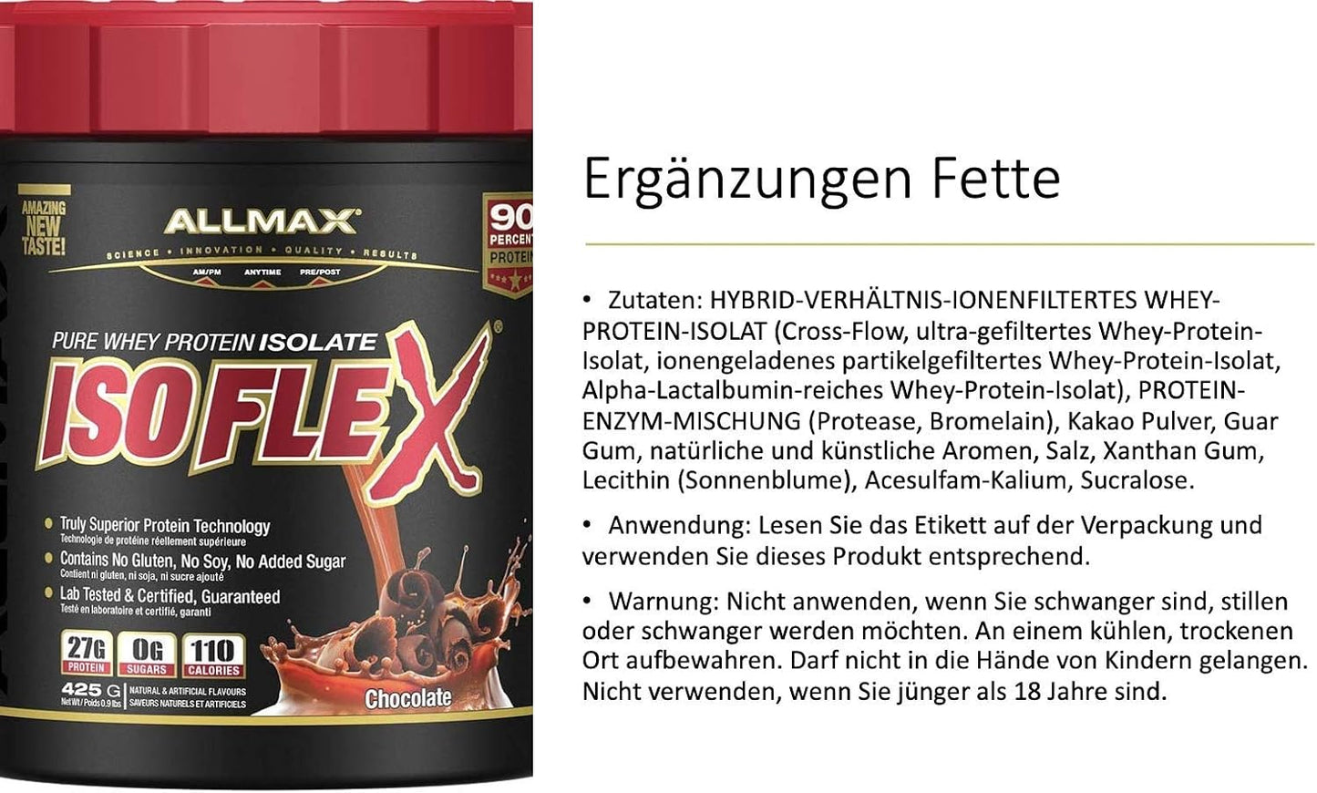 ALLMAX Nutrition - ISOFLEX - 100% Ultra-Pure Whey Protein Isolate - Chocolate - 1 Pound