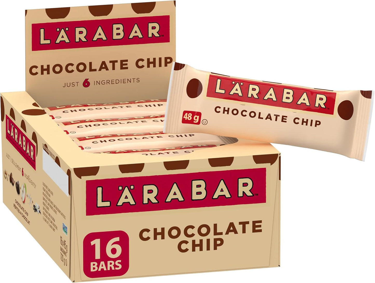 Larabar Gluten Free Apple Fruit and Nut Energy Bar,16-Count, 720 Gram & Gluten Free Chocolate Chip Fruit and Nut Energy Bar, 16-Count, 720 Gram