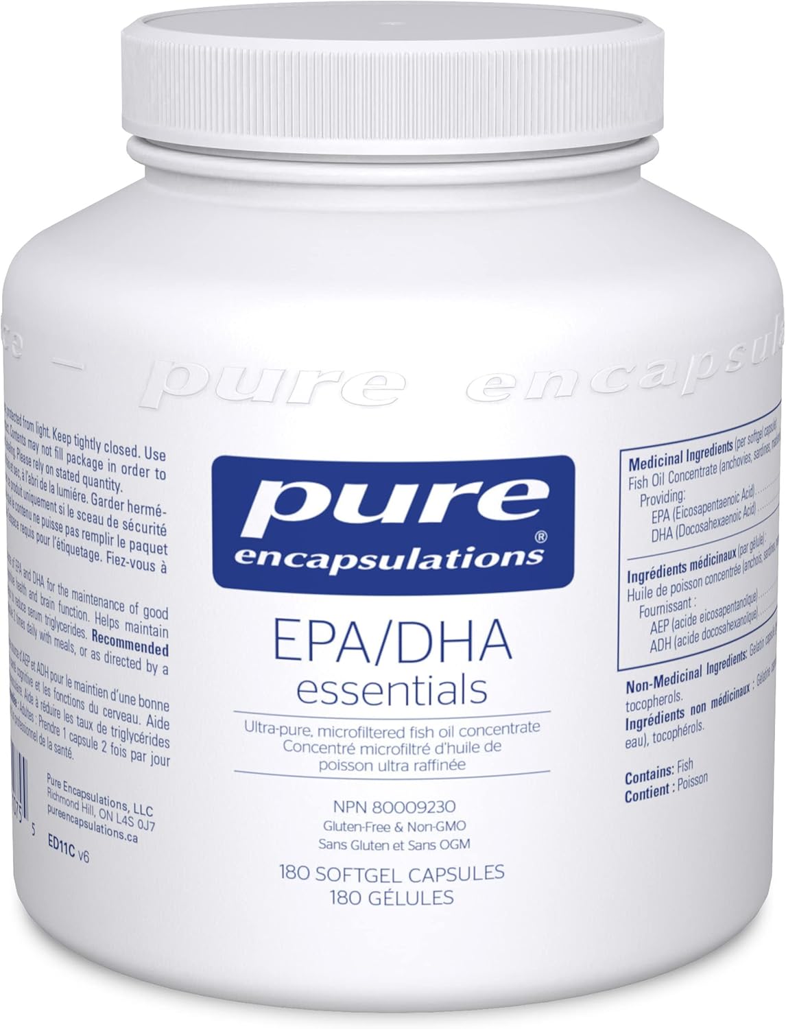 Pure Encapsulations EPA/DHA Essentials - Fish Oil Concentrate Supplement to Support Cardiovascular Health - Premium EPA & DHA Supplement with Omega 3 - 180 Softgel Capsules