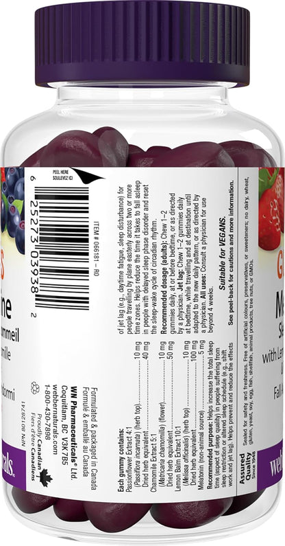Webber Naturals 睡眠复合软糖，含 5 毫克褪黑激素和草本混合物，60 粒浆果味软糖，有助于睡眠，纯素