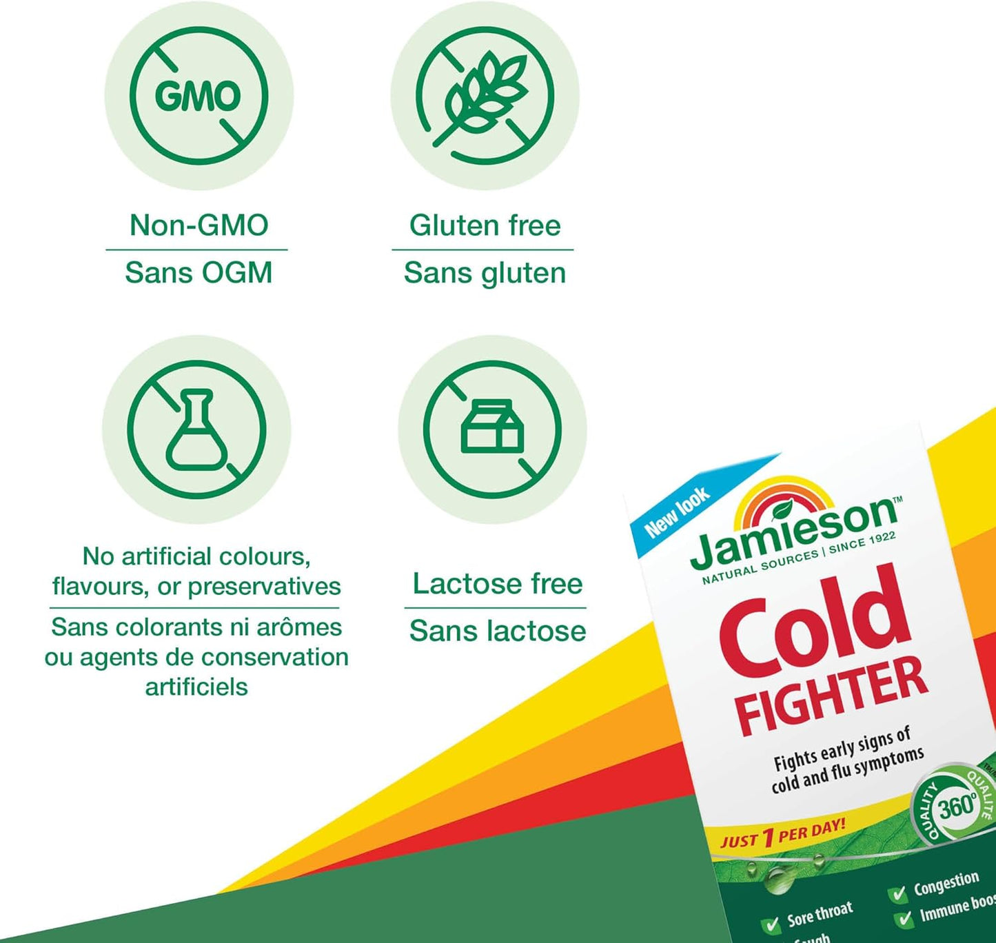 Jamieson 感冒舒缓软胶囊，适用于成人和青少年（10 岁以上）。有助于对抗感冒早期症状，改善感冒症状。添加生姜成分，缓解恶心，非转基因，无麸质，30 粒装