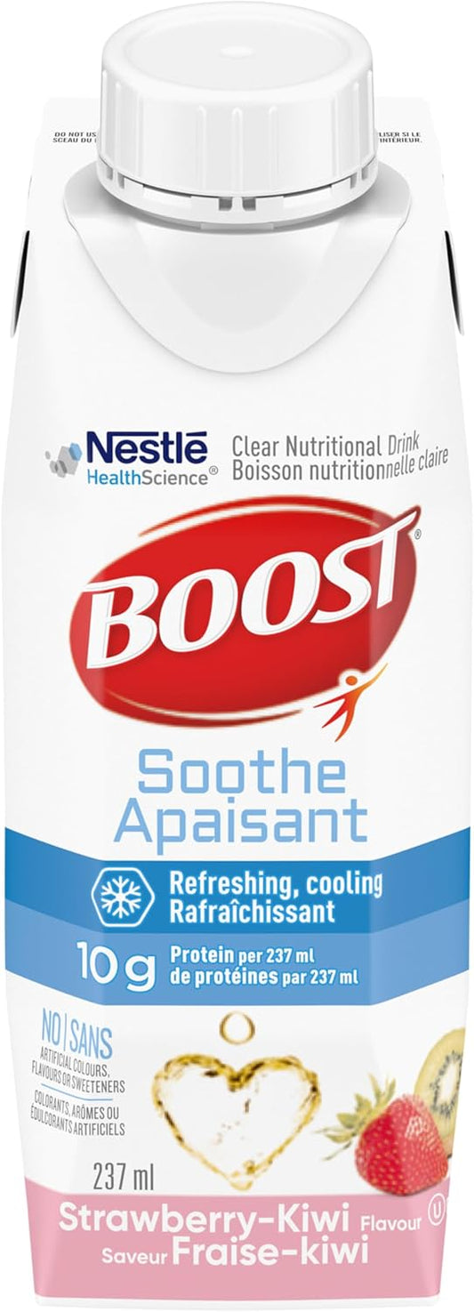 Boost Soothe，清澈且热量密集的营养饮料，含乳清分离蛋白，草莓奇异果口味，237 毫升，24 支