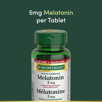 自然之寶褪黑激素，即溶 5 毫克片劑，有助於入睡，增加總睡眠時間，更快入睡，重置睡眠覺醒週期，44 克