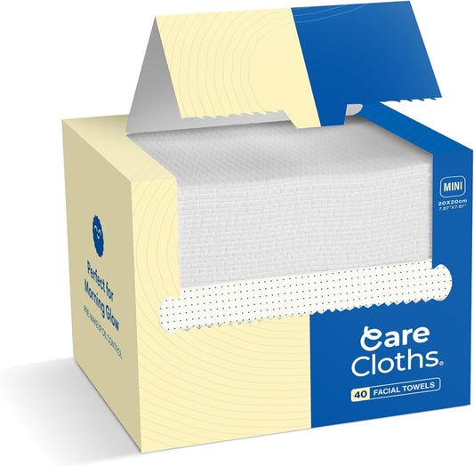 Carecloths™ Ultra Deluxe Disposable Face Towel, Fragrance & Lint-Free, 100% Biodegradable, Cloths Like Feel, 40ct, MINI Size 7.87" x 7.87"