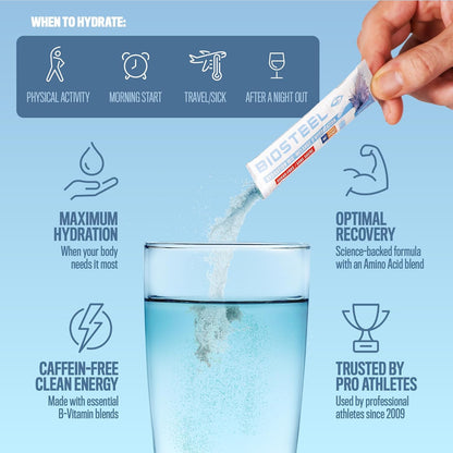 BioSteel 补水混合物，加拿大制造 - 美味补水，零糖，不含人工香料或防腐剂，白色冷冻口味，12 个独立包装
