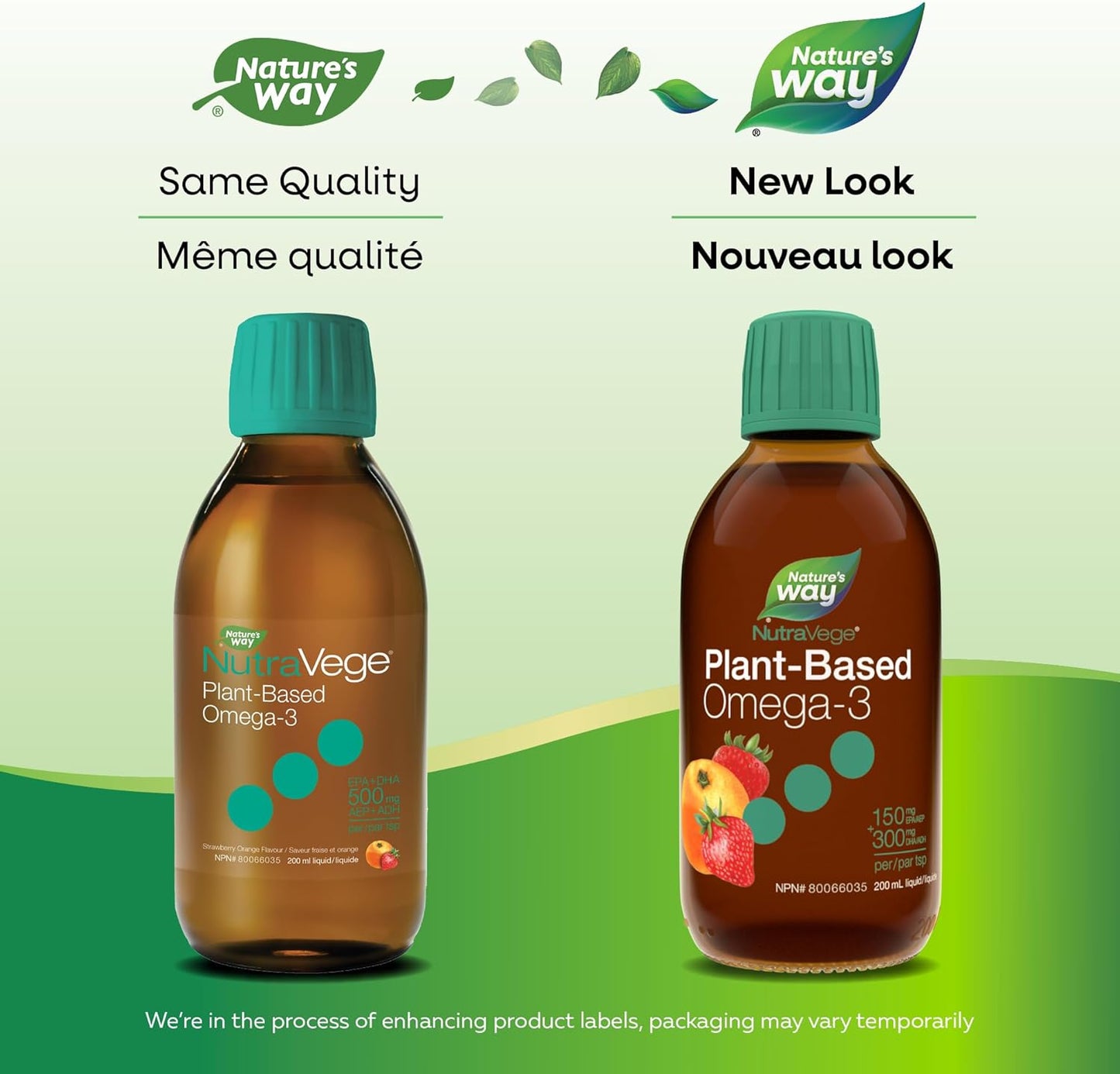 Nature's Way NutraVege 植物性 Omega-3 – 素食液體 Omega-3 補充劑，含 150 毫克 EPA + 300 毫克 DHA - 草莓橙味 – 支持成人心臟、眼睛和大腦功能，200 毫升