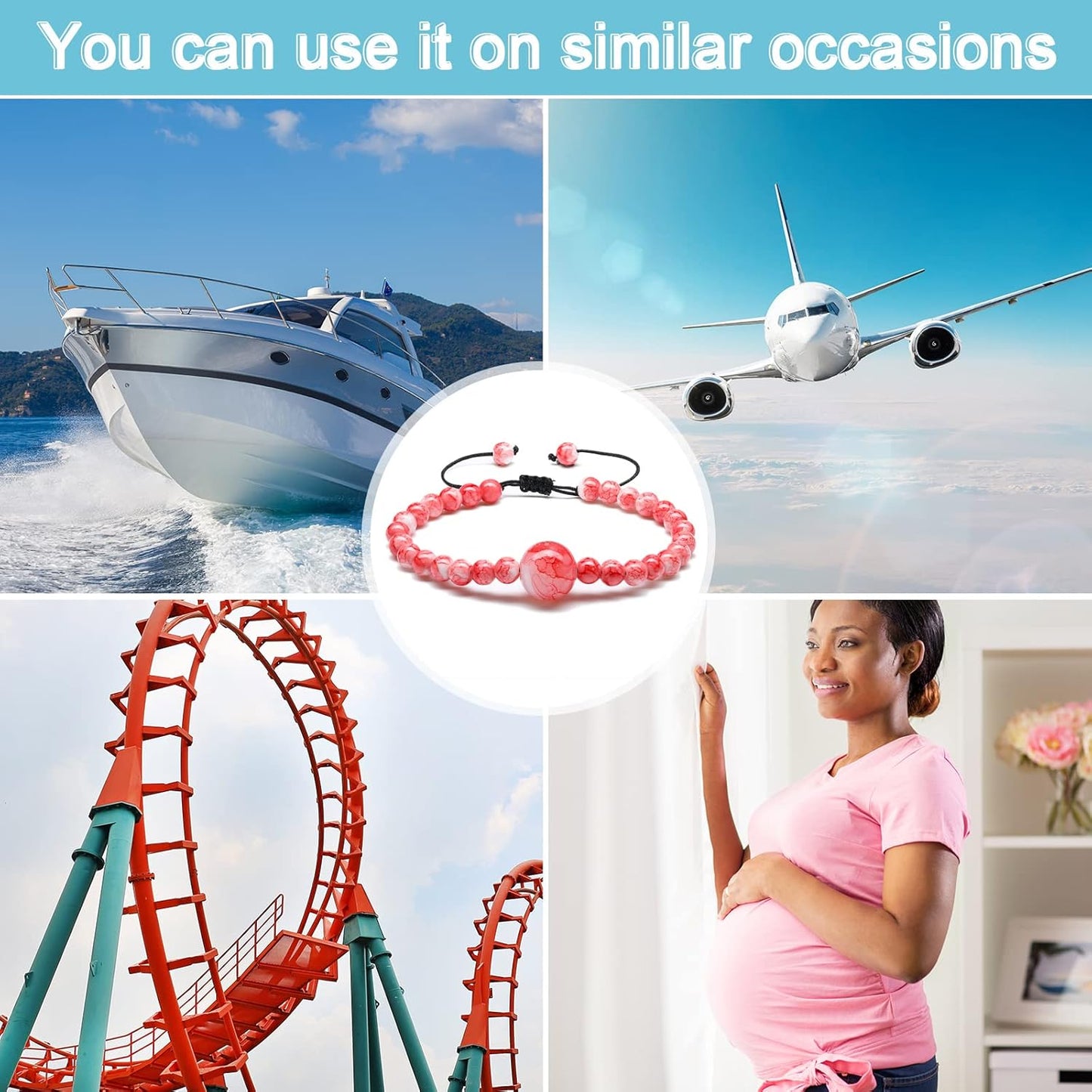 Sureio 6 件組暈車手環 防噁心可調式腕帶 適用於遊輪暈船必備 成人