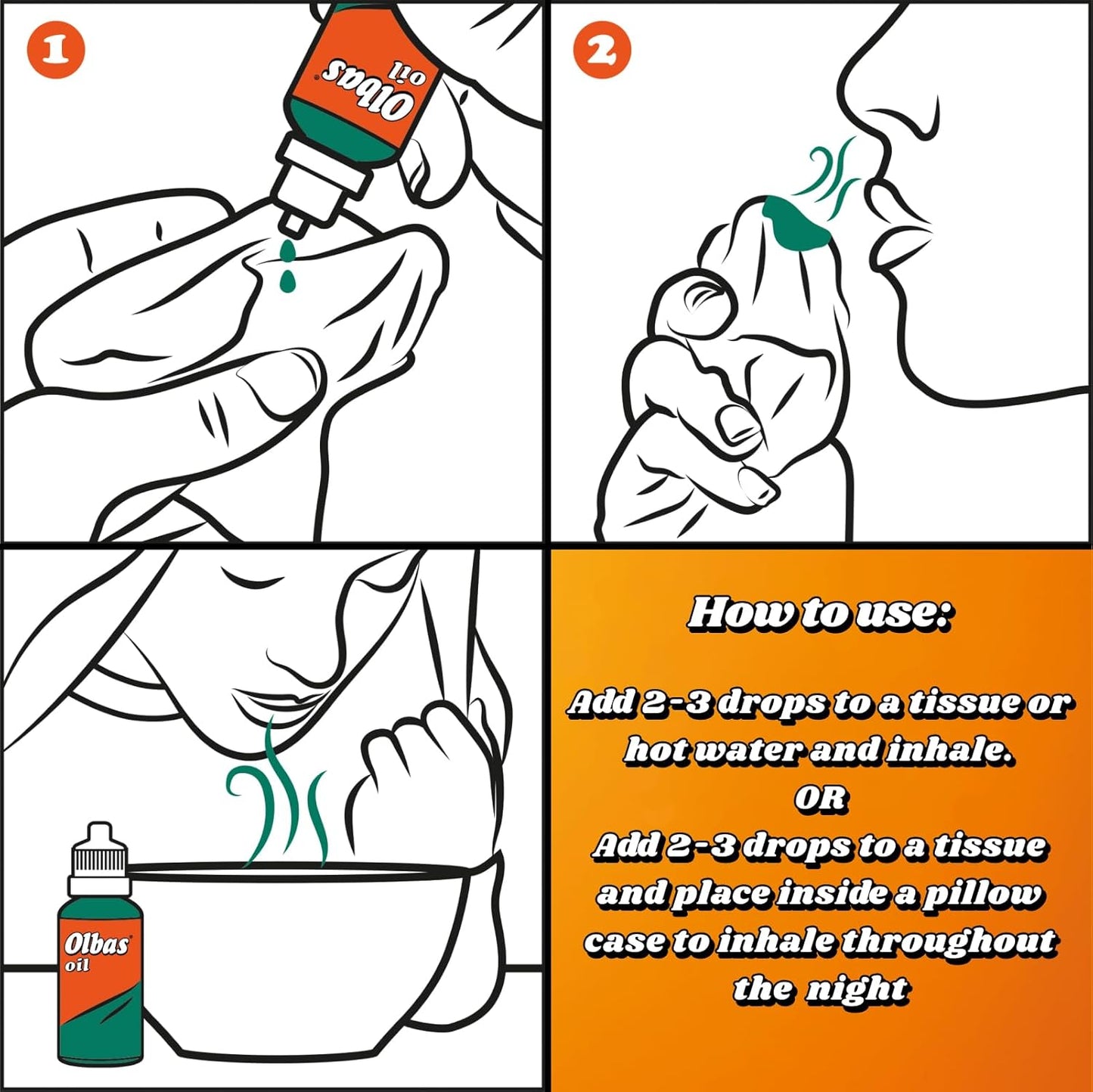 Olbas Oil 天然吸入减充血油，含白千层、丁香、桉树、薄荷醇、薄荷和薄荷 - 快速缓解感冒和鼻塞 - 12 毫升