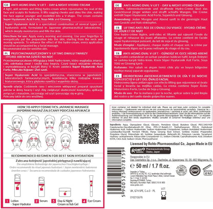 Hada Labo Tokyo Anti-Aging Oval V-Lift Hydro Cream – Face Moisturizer with Super Hyaluronic Acid, Soya Milk, and Ginseng for Firming, Hydrating, and Rejuvenating Effects - Fragrance Free