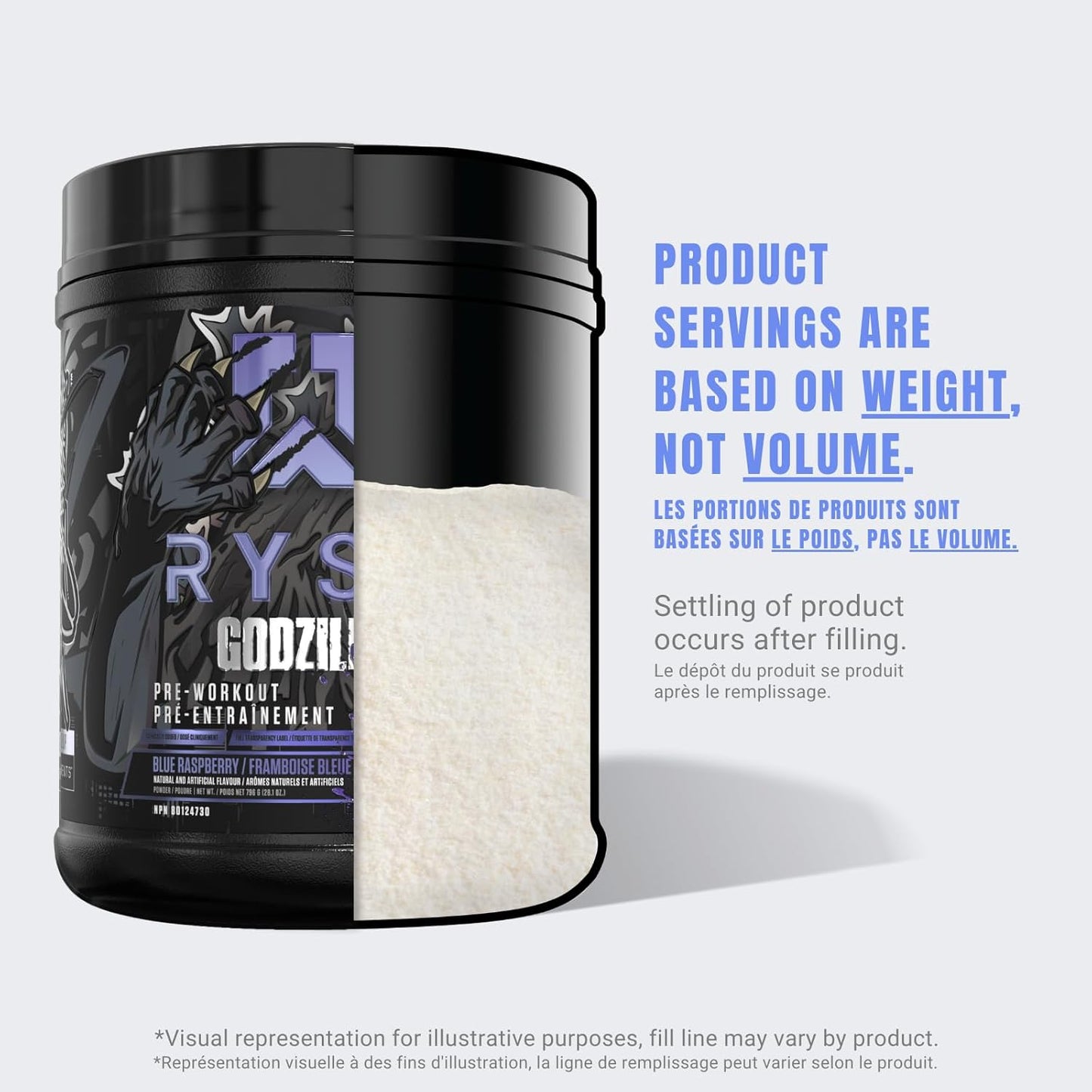 RYSE Up Supplements Noel Deyzel x Godzilla Pre Workout | Intense Pumps, Energy, & Focus | Citrulline & Beta Alanine | 400mg Total Caffeine | 40 Servings (Blue Raspberry)