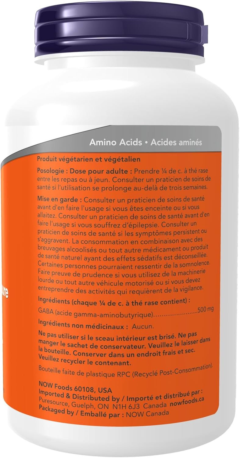 NOW Supplements，GABA（γ-氨基丁酸）粉，神經傳導物質支持，170克