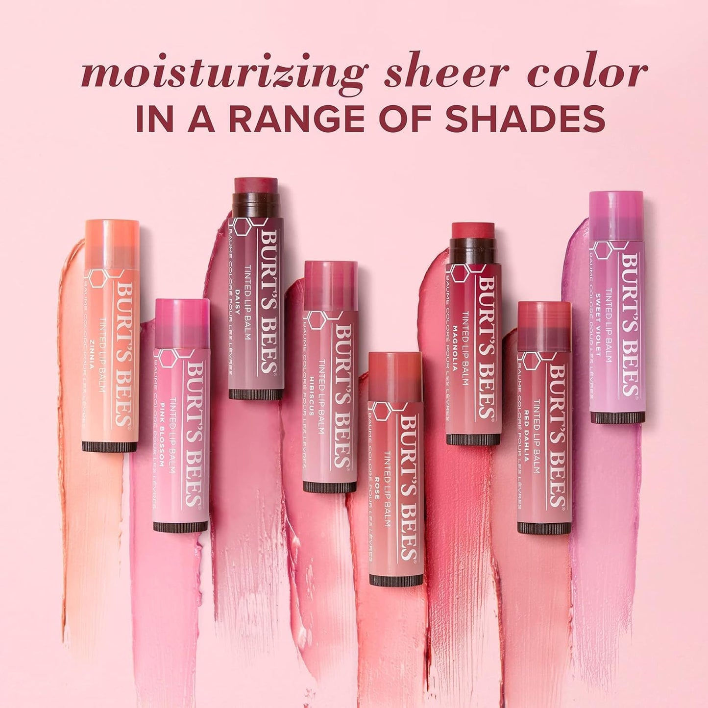 Burt's Bees 有色润唇膏，滋润并软化干燥的嘴唇，持久保湿长达 8 小时，1 支装 - 红色大丽花