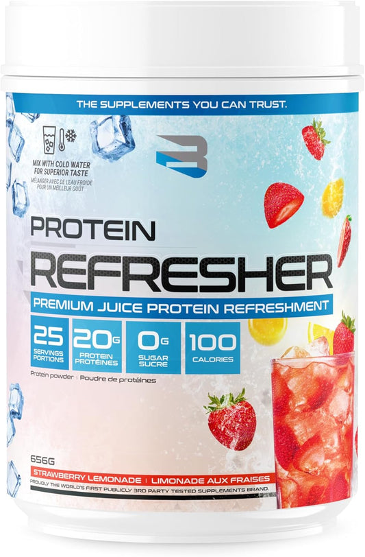 Believe Supplements Protein Refresher (25 servings) - Revolutionary Juice-Type Whey Protein Powder Alternative for Fitness, Bodybuilding, Gym, or for bigger protein intake - Enjoy with Ice or Chilled Water for Superior T…