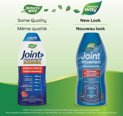 Nature's Way 关节运动葡萄糖胺 - 缓解关节疼痛的补充剂，含葡萄糖胺、软骨素、透明质酸、MSM 和维生素 D3 补充剂，支持骨关节炎，480 毫升（1 包）包装可能有所不同
